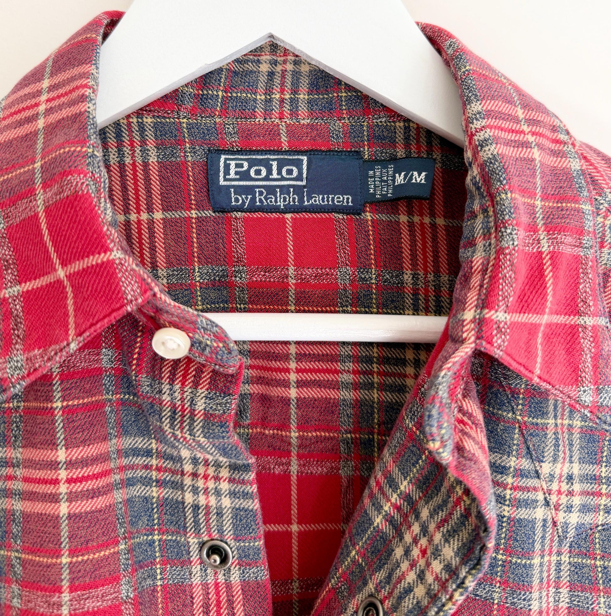Vintage Polo Ralph Lauren Western Shirt Red Plaid 80s 90s