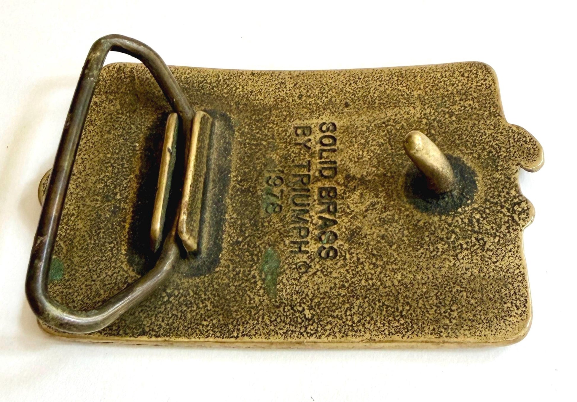 Vintage 70s Triumph Motorcycle Buckle 1976 Solid Brass