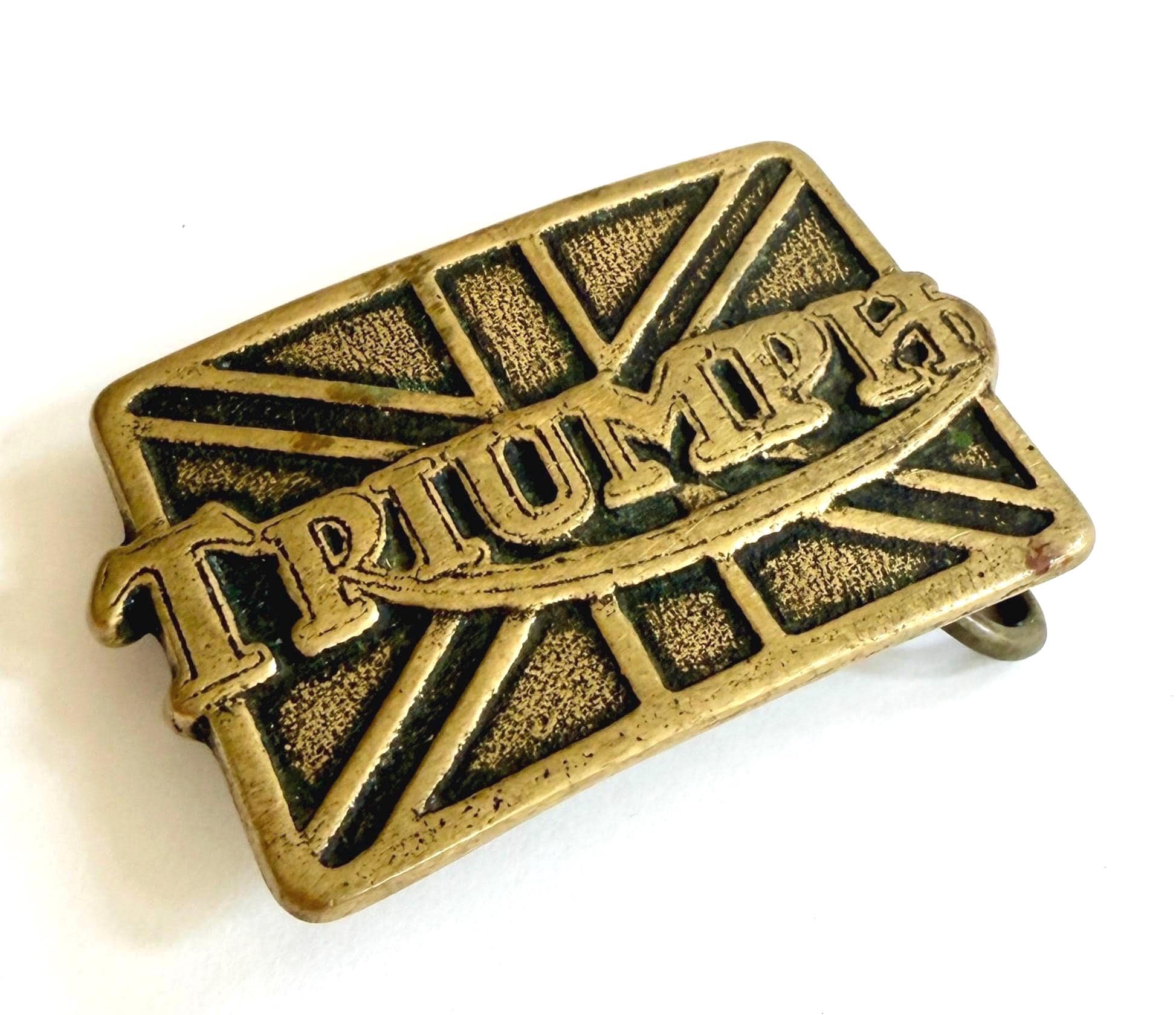 Vintage 70s Triumph Motorcycle Buckle 1976 Solid Brass