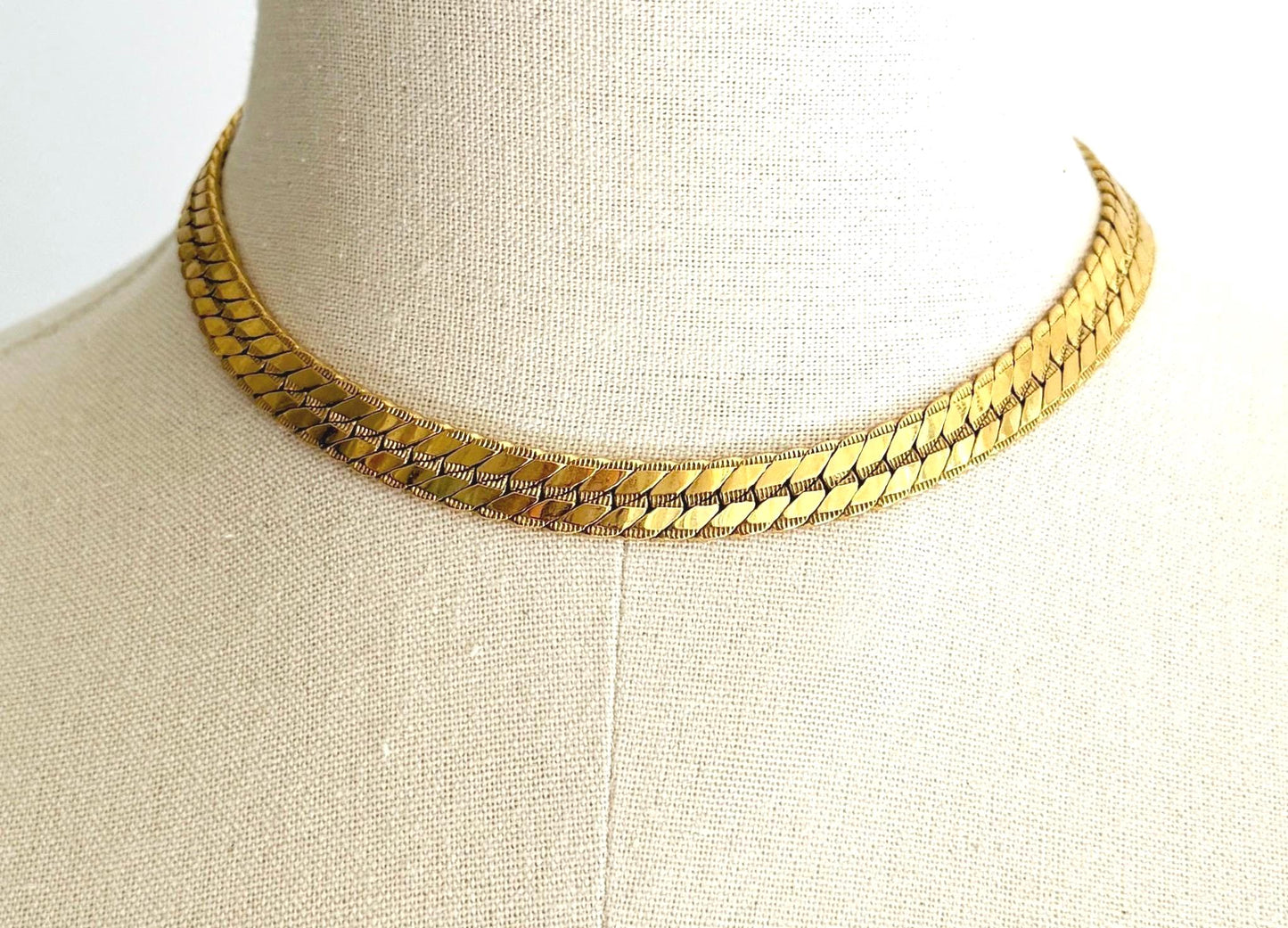 Vintage Monet Gold Choker Necklace 80s 90s Minimalist Gold Tone Chain