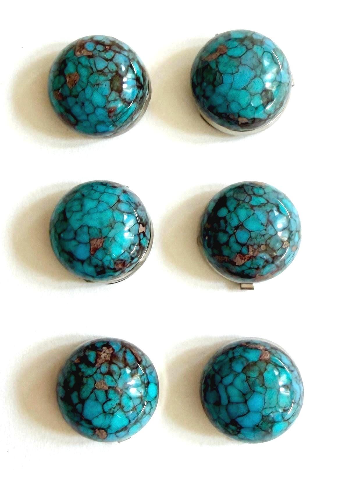 Vintage Turquoise Button Cover Set Western Southwest Style
