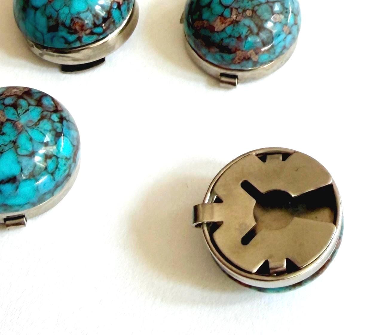 Vintage Turquoise Button Cover Set Western Southwest Style