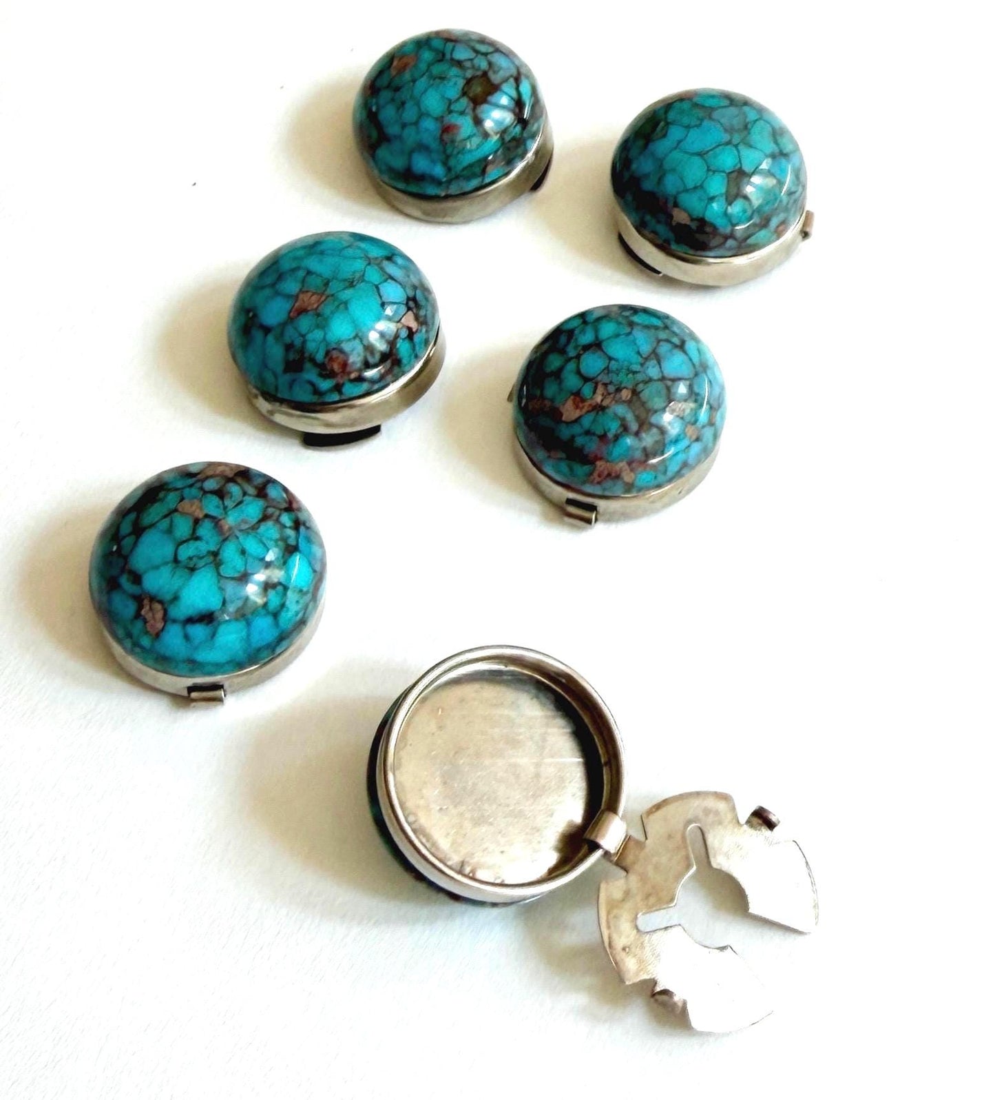 Vintage Turquoise Button Cover Set Western Southwest Style