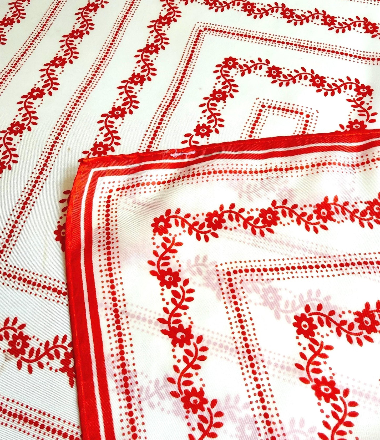 Vintage Vera Neumann Floral Print Scarf White and Orange