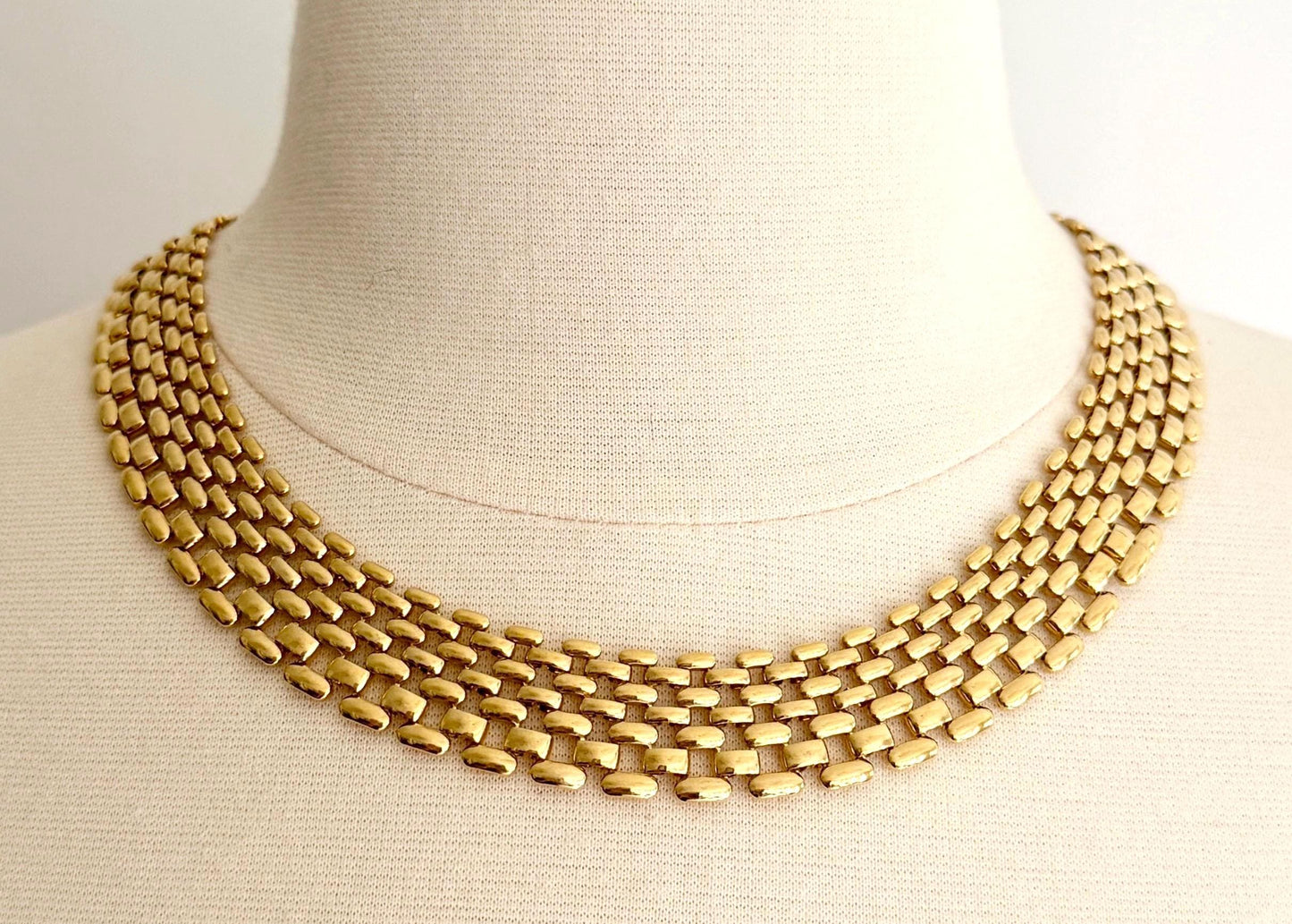 Vintage Slinky Gold Necklace 80s Minimalist Gold Tone Chain Link