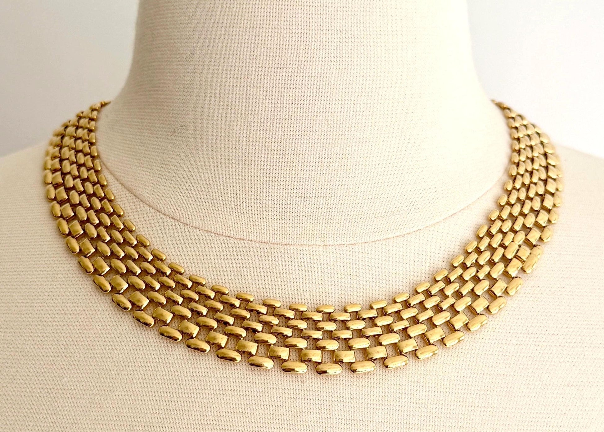 Vintage Slinky Gold Necklace 80s Minimalist Gold Tone Chain Link