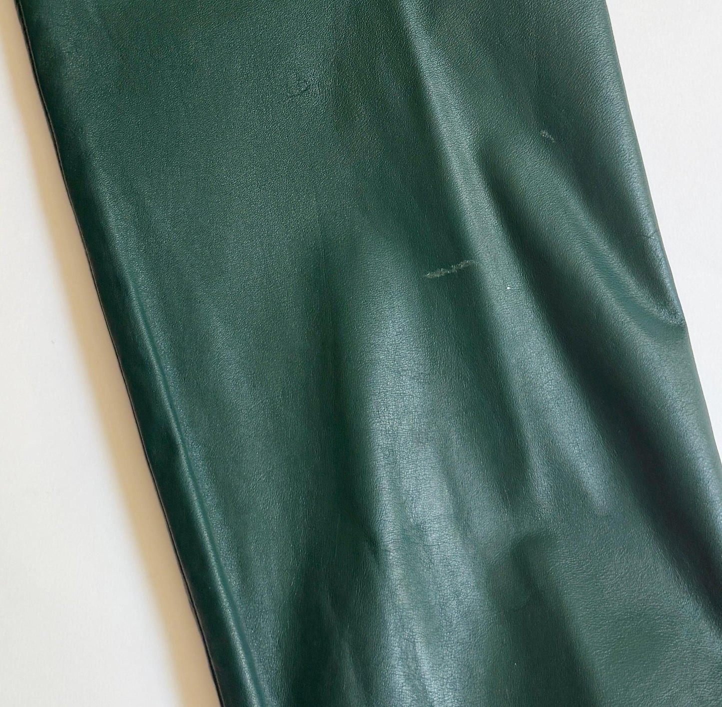 Vintage Green Leather Pants 90s Minimalist Style