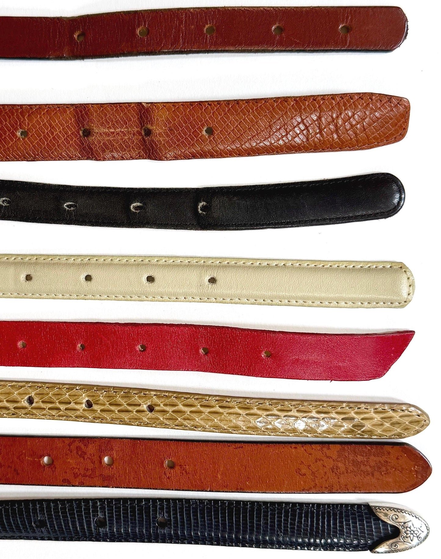 Vintage Minimalist Skinny Belt 90s 80s Leather Snakeskin Studded