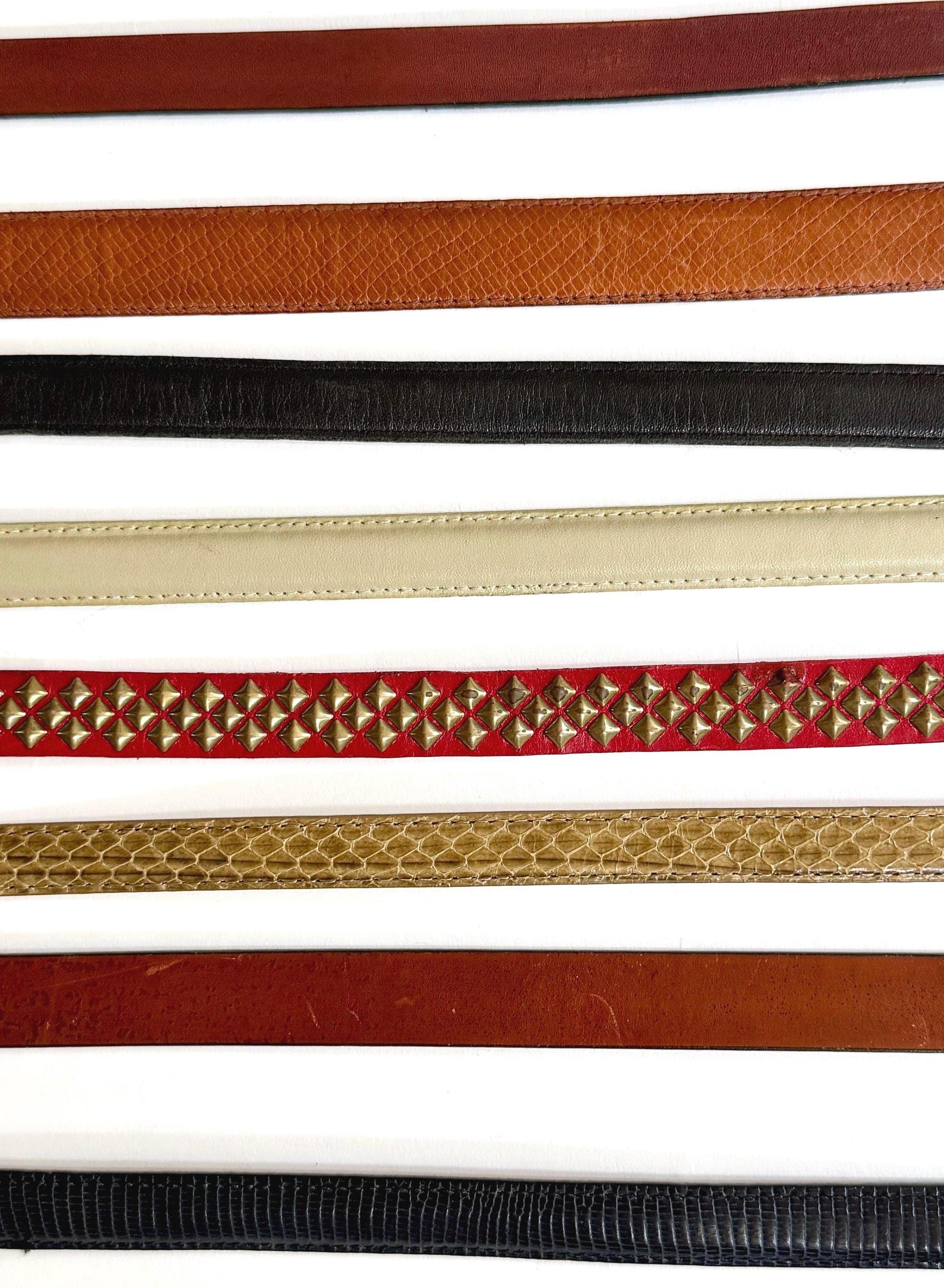 Vintage Minimalist Skinny Belt 90s 80s Leather Snakeskin Studded