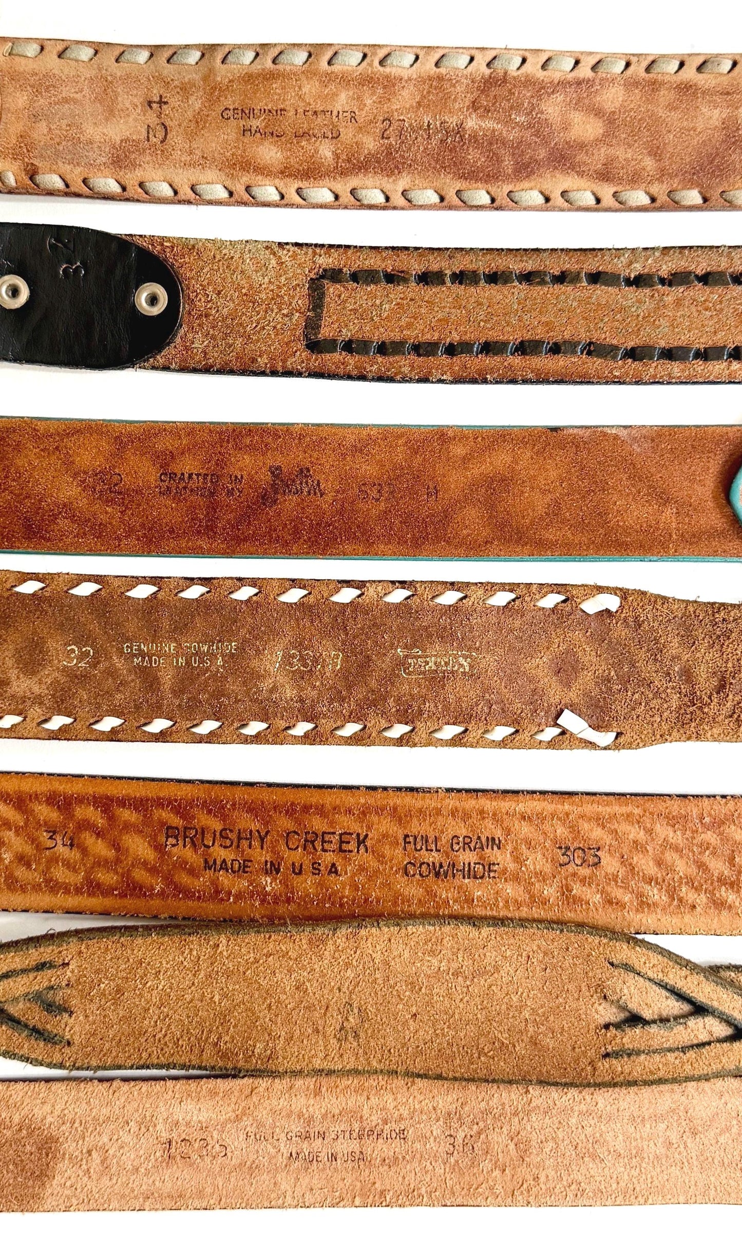 Vintage Western Tooled Leather Belt Brown Leather Cowboy Strap