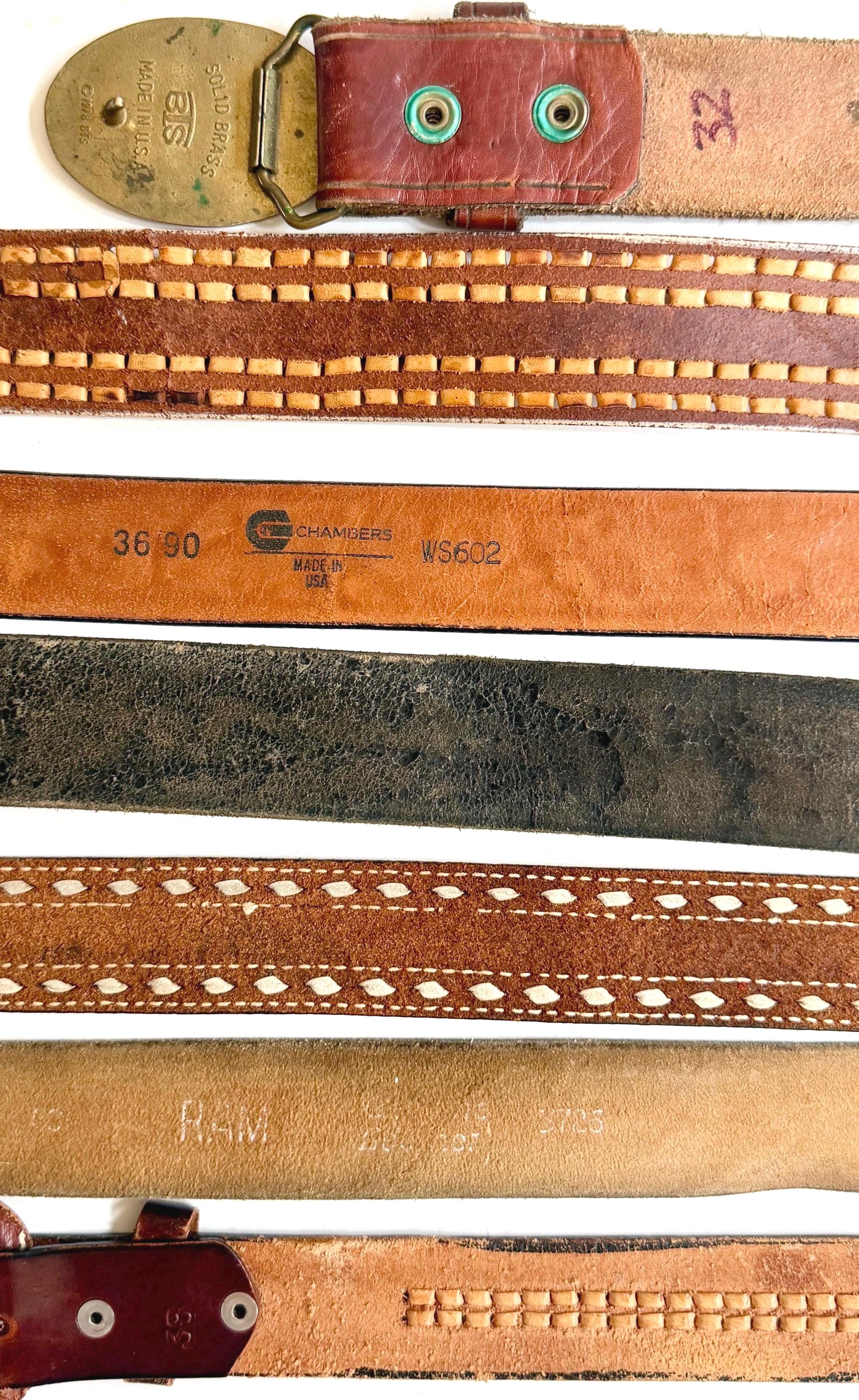 Vintage Western Tooled Leather Belt Brown Leather Cowboy Strap