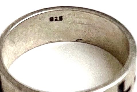 Vintage Sterling Silver Band Crucifix Cross Embossed Size 9