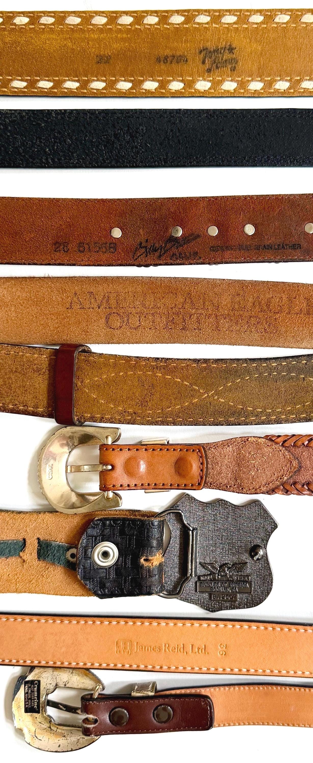 Vintage Western Belt Brown Black Leather Strap