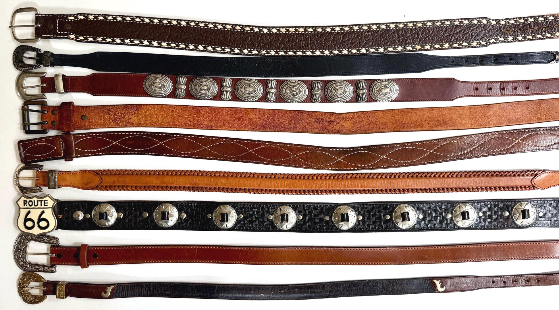 Vintage Western Belt Brown Black Leather Strap