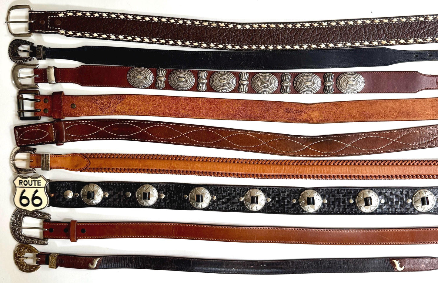 Vintage Western Belt Brown Black Leather Strap