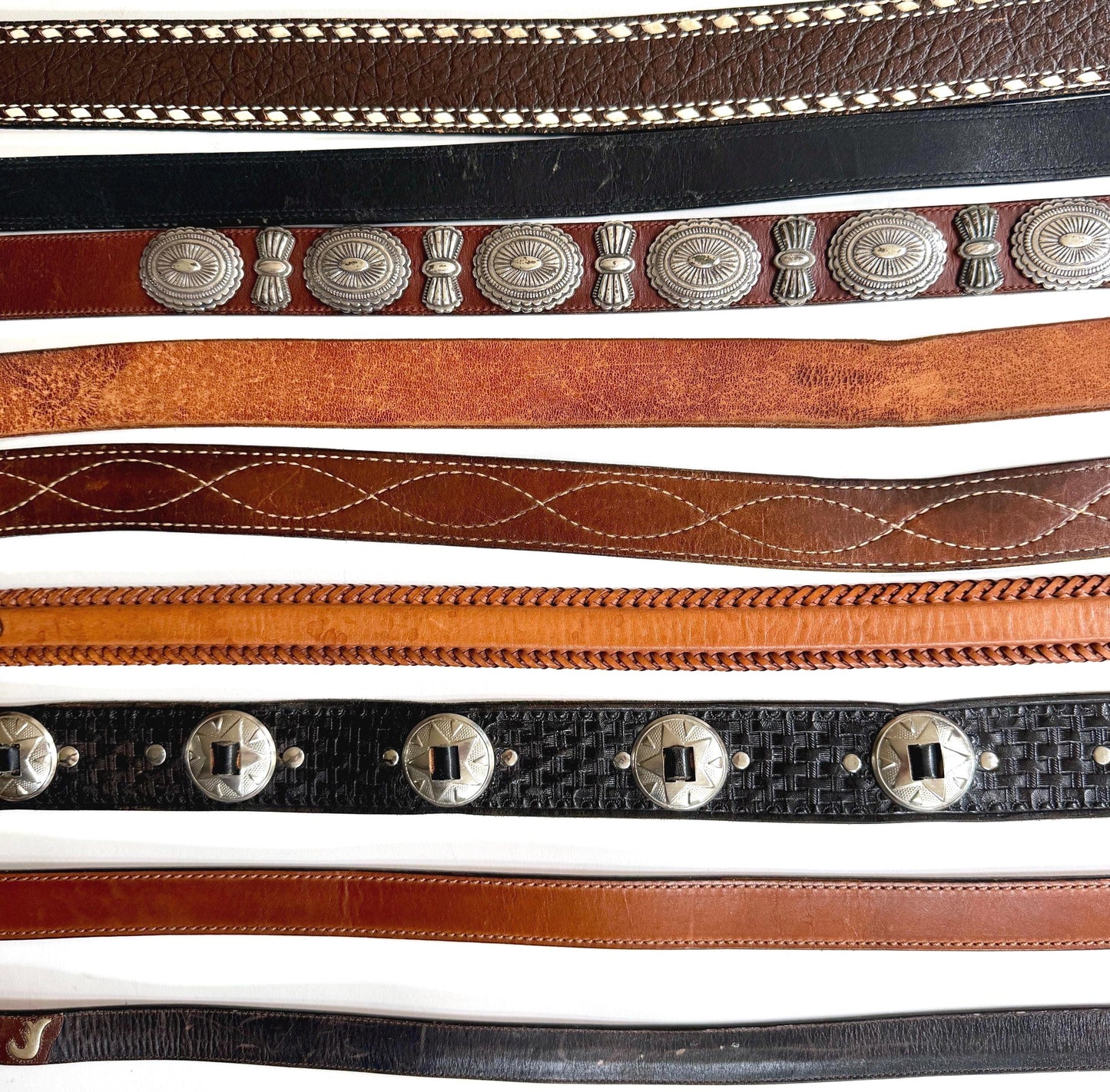 Vintage Western Belt Brown Black Leather Strap