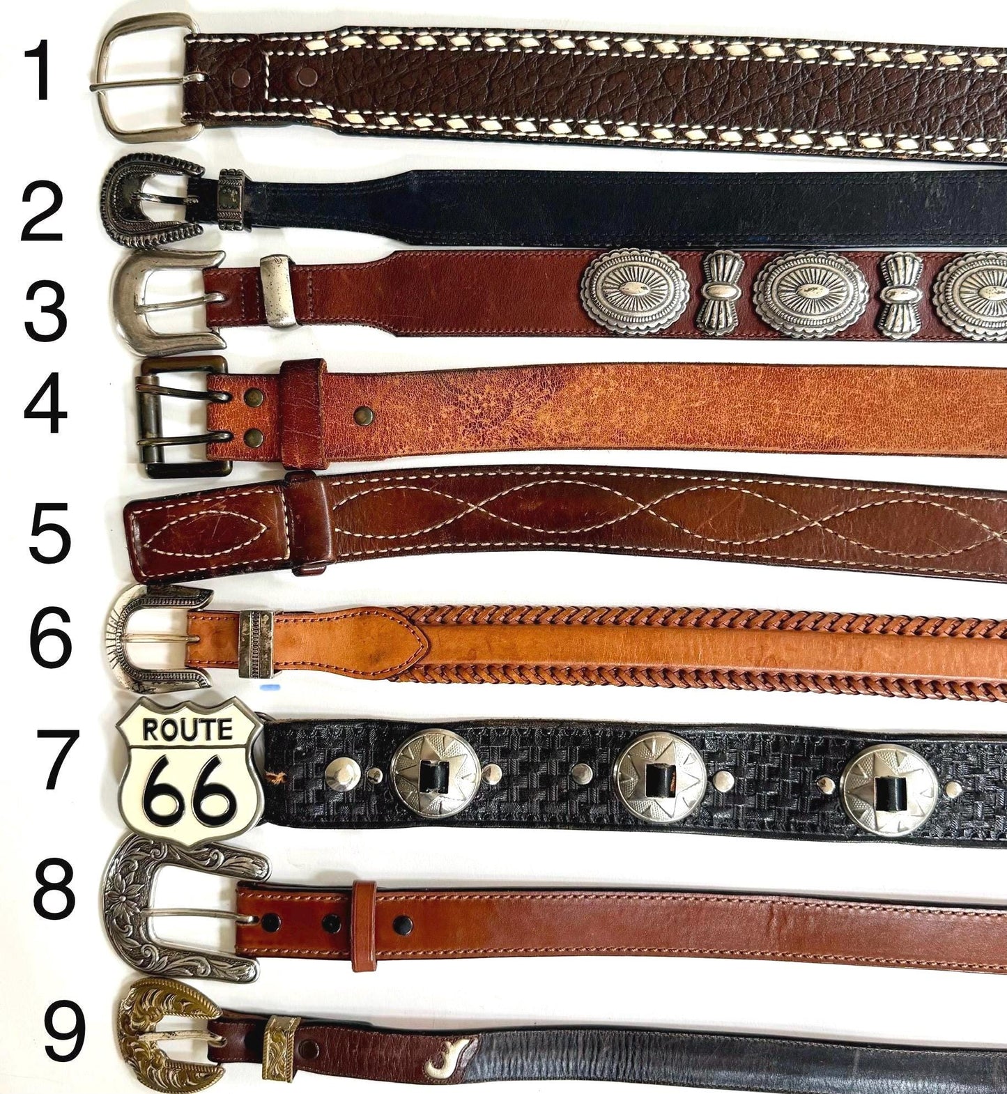 Vintage Western Belt Brown Black Leather Strap