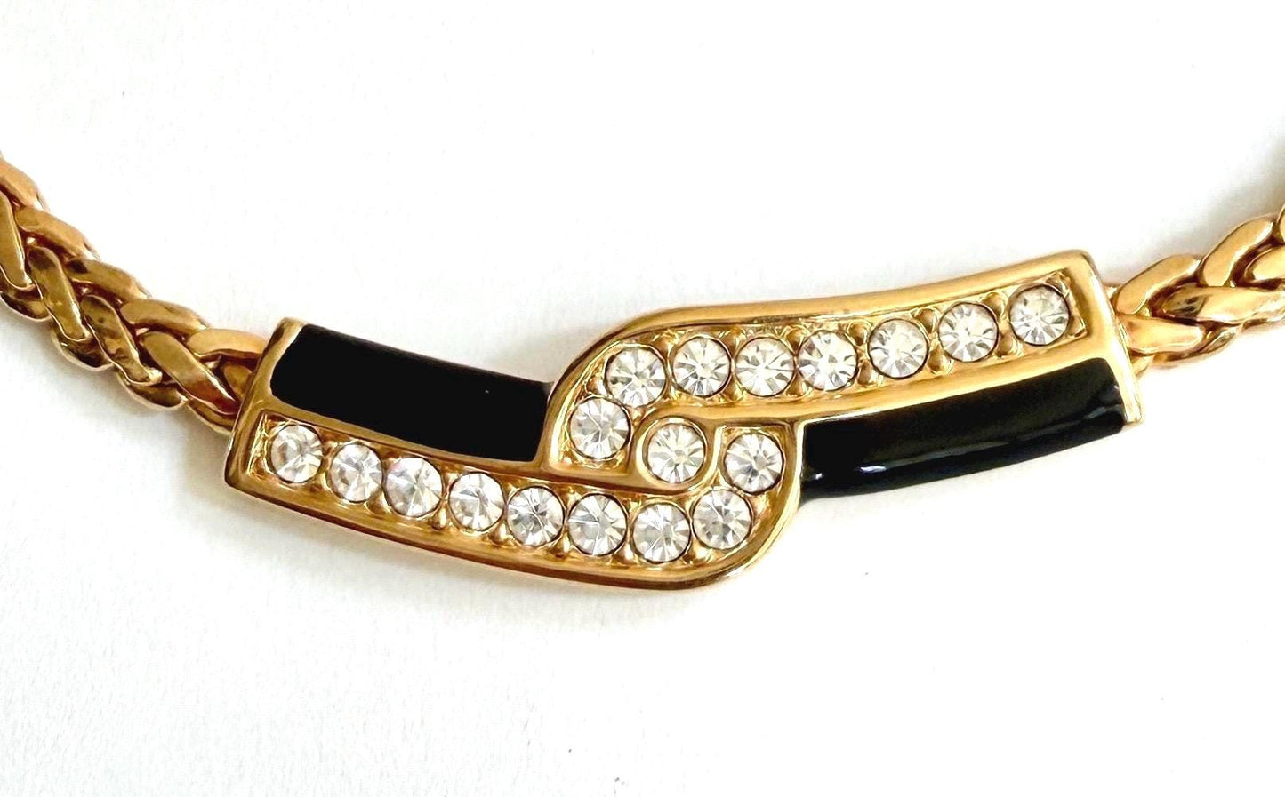 Vintage 90s Swarovski Crystal Gold Choker Necklace