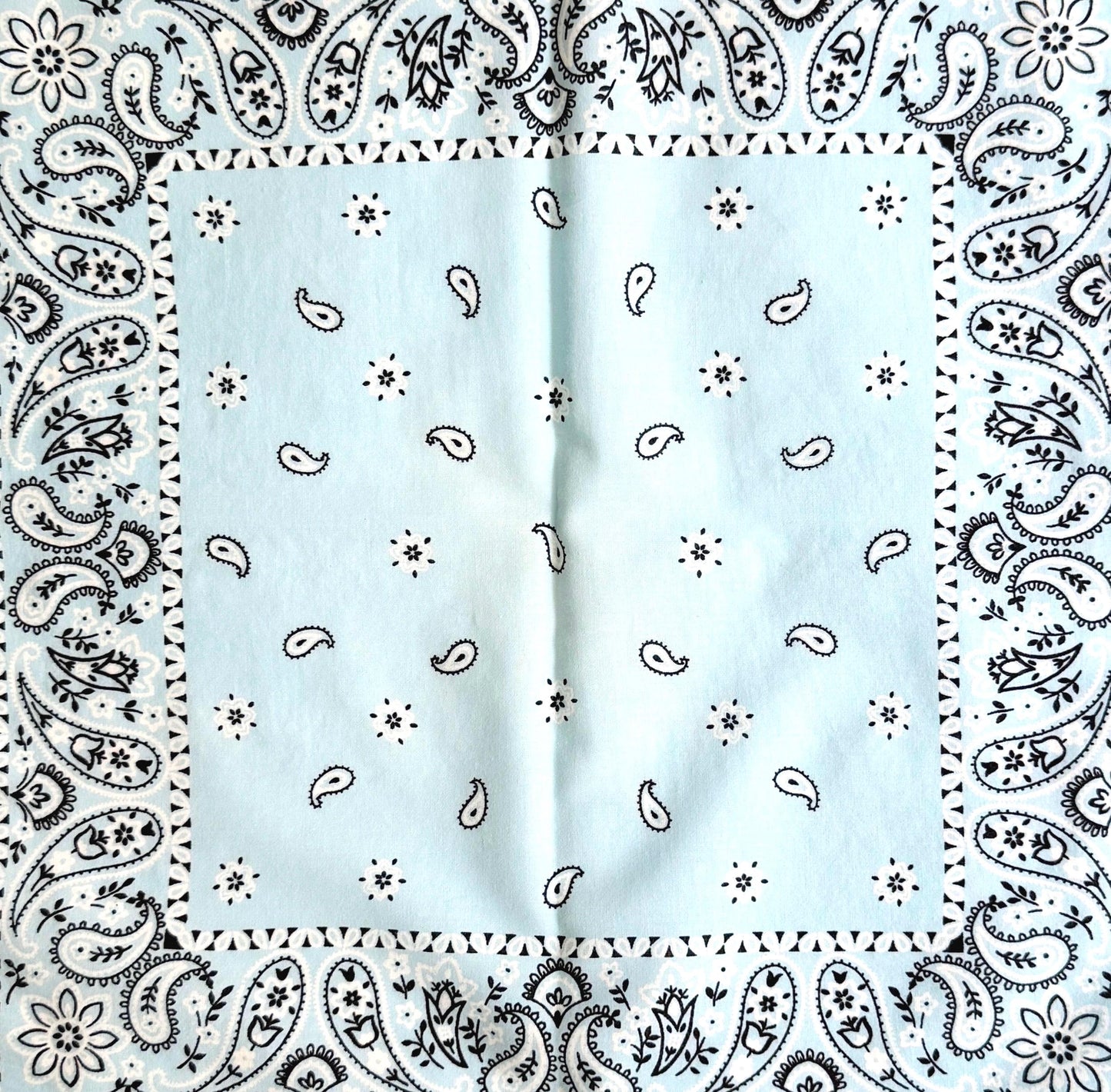 Vintage Light Blue Cotton Bandana Vintage 80s Made in USA