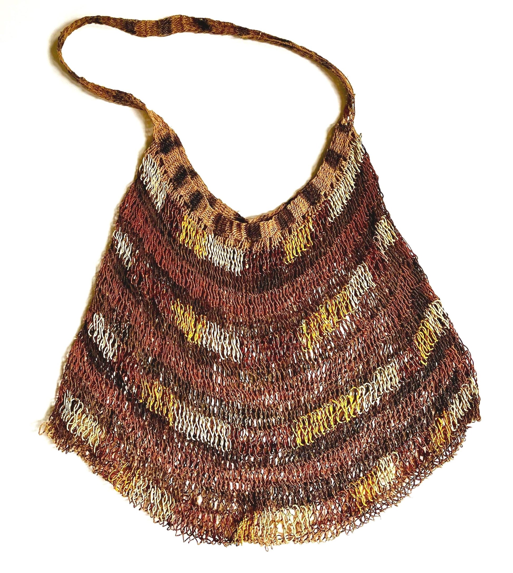 Vintage Artisan Open Weave Bag Polychrome Papua New Guinea Bilum