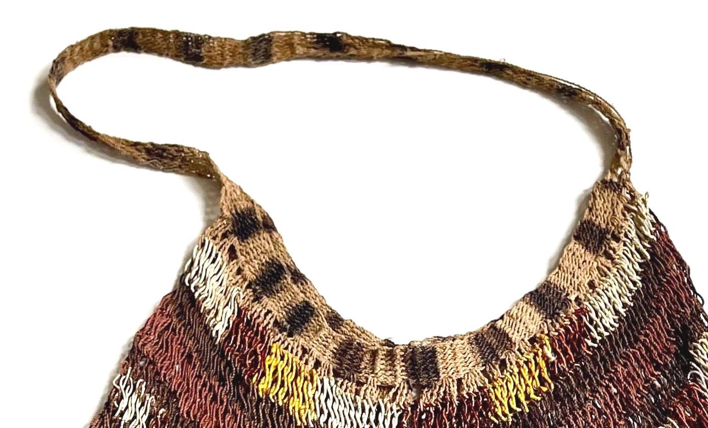 Vintage Artisan Open Weave Bag Polychrome Papua New Guinea Bilum