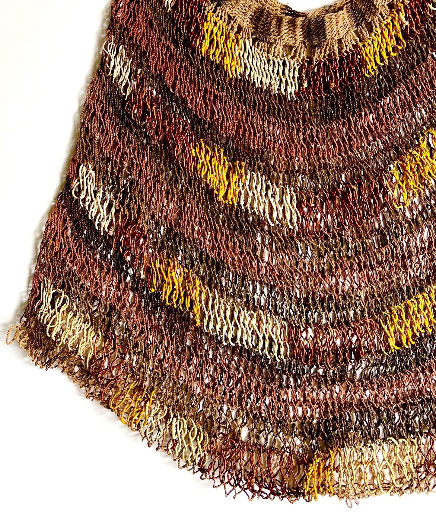 Vintage Artisan Open Weave Bag Polychrome Papua New Guinea Bilum