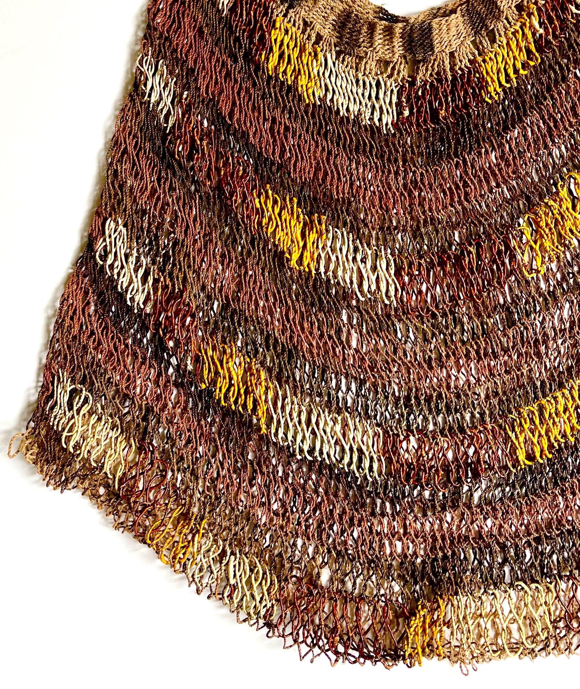 Vintage Artisan Open Weave Bag Polychrome Papua New Guinea Bilum