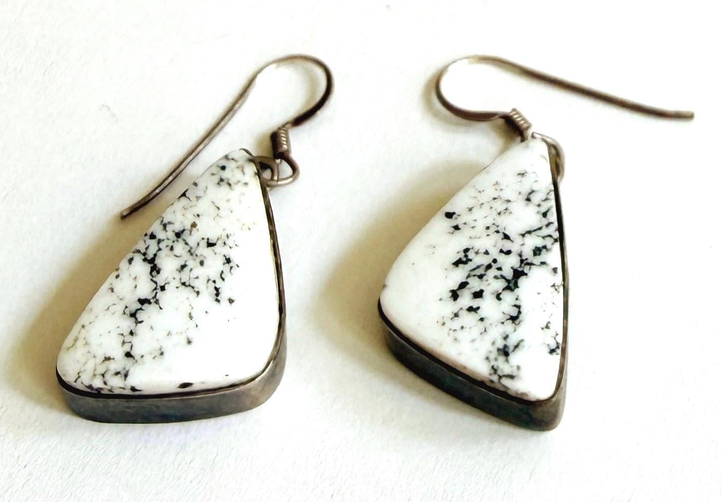 Native American Buffalo Turquoise Earrings Dangle Drop Style Signed AM
