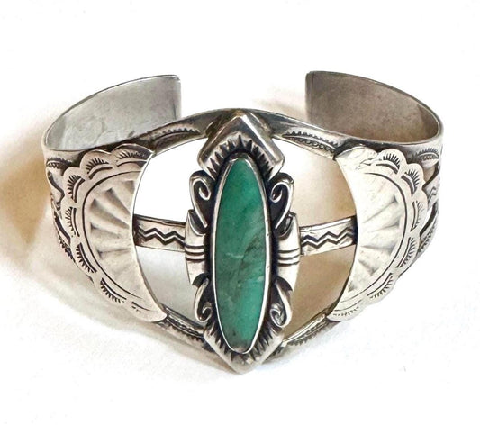 Fred Harvey Era Turquoise Cuff Bracelet Vintage Bell Trading