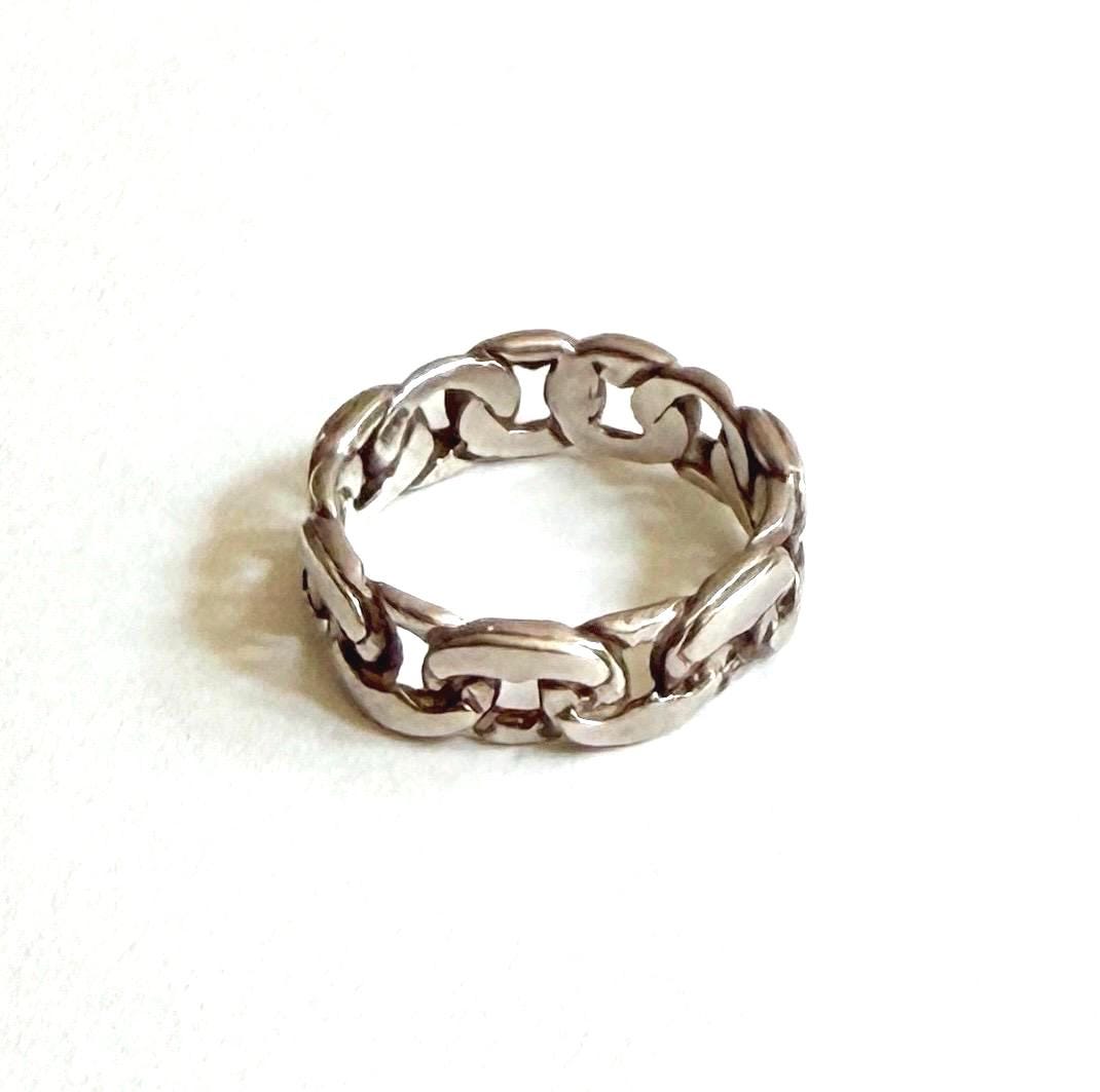 Vintage Navajo Sterling Silver Mariner Chain Link Band Size 7.5