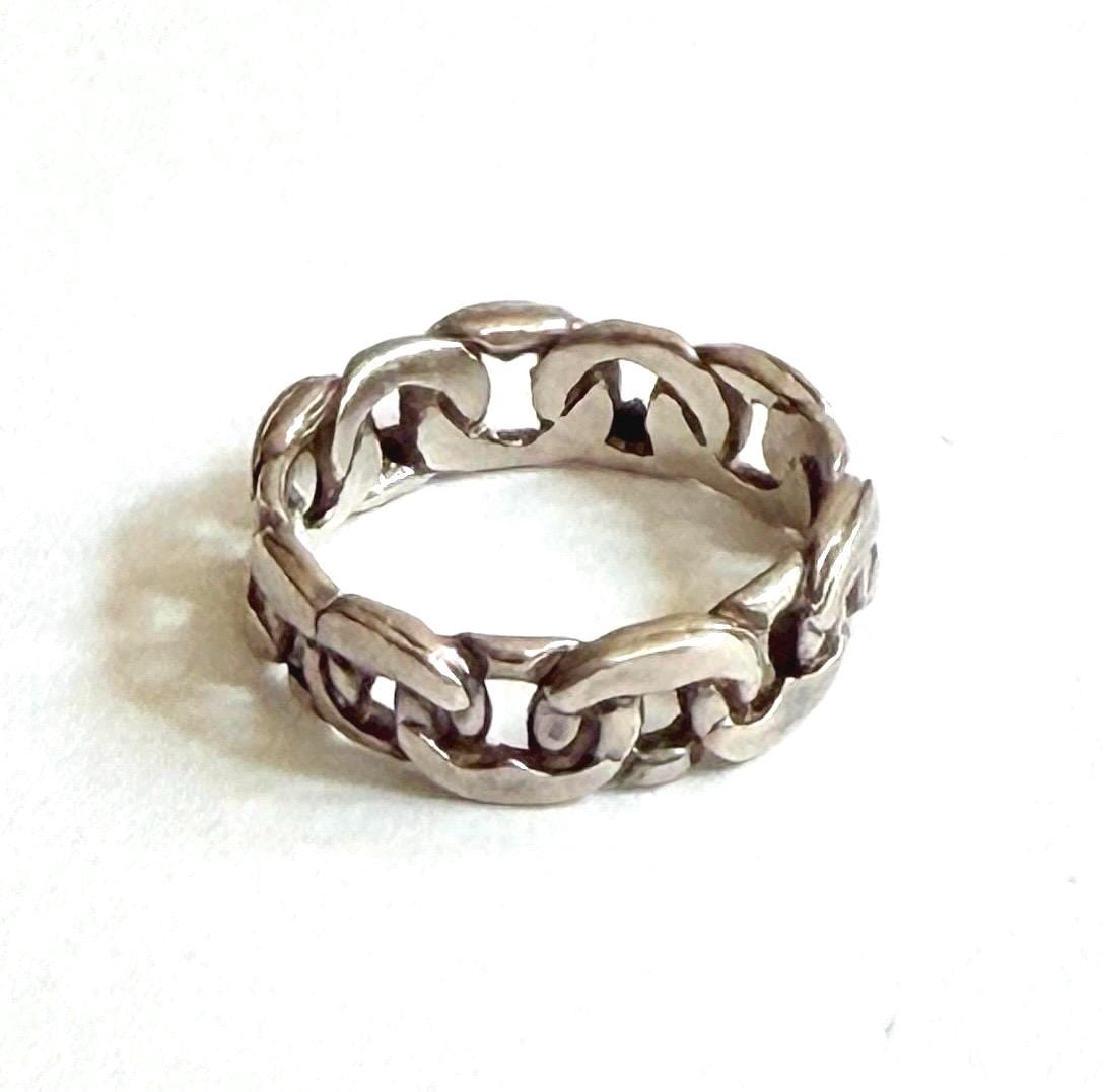 Vintage Navajo Sterling Silver Mariner Chain Link Band Size 7.5