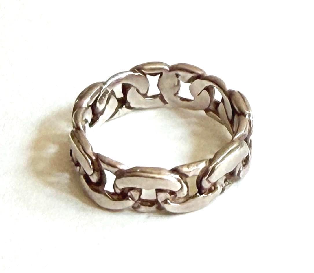 Vintage Navajo Sterling Silver Mariner Chain Link Band Size 7.5
