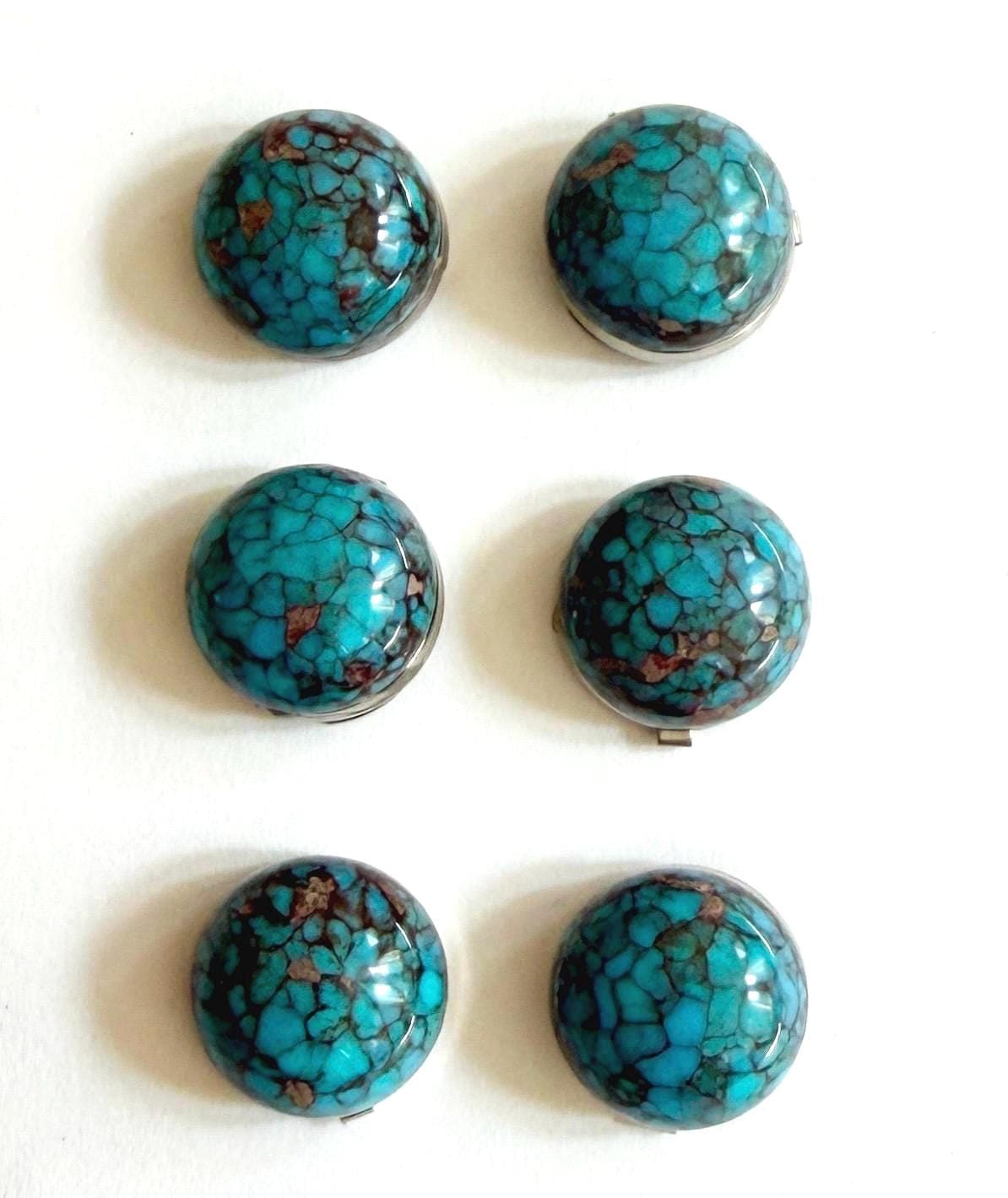 Vintage Turquoise Button Cover Set Western Southwest Style