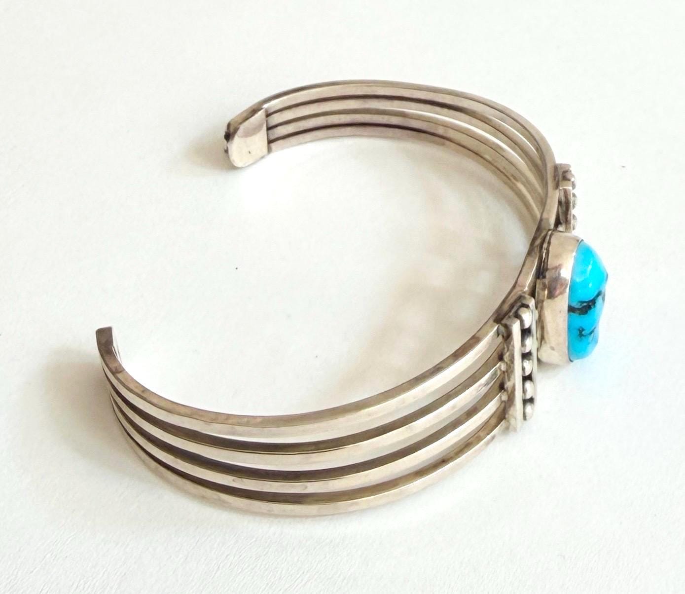 Vintage Native American Turquoise Cuff Bracelet Modernist Navajo