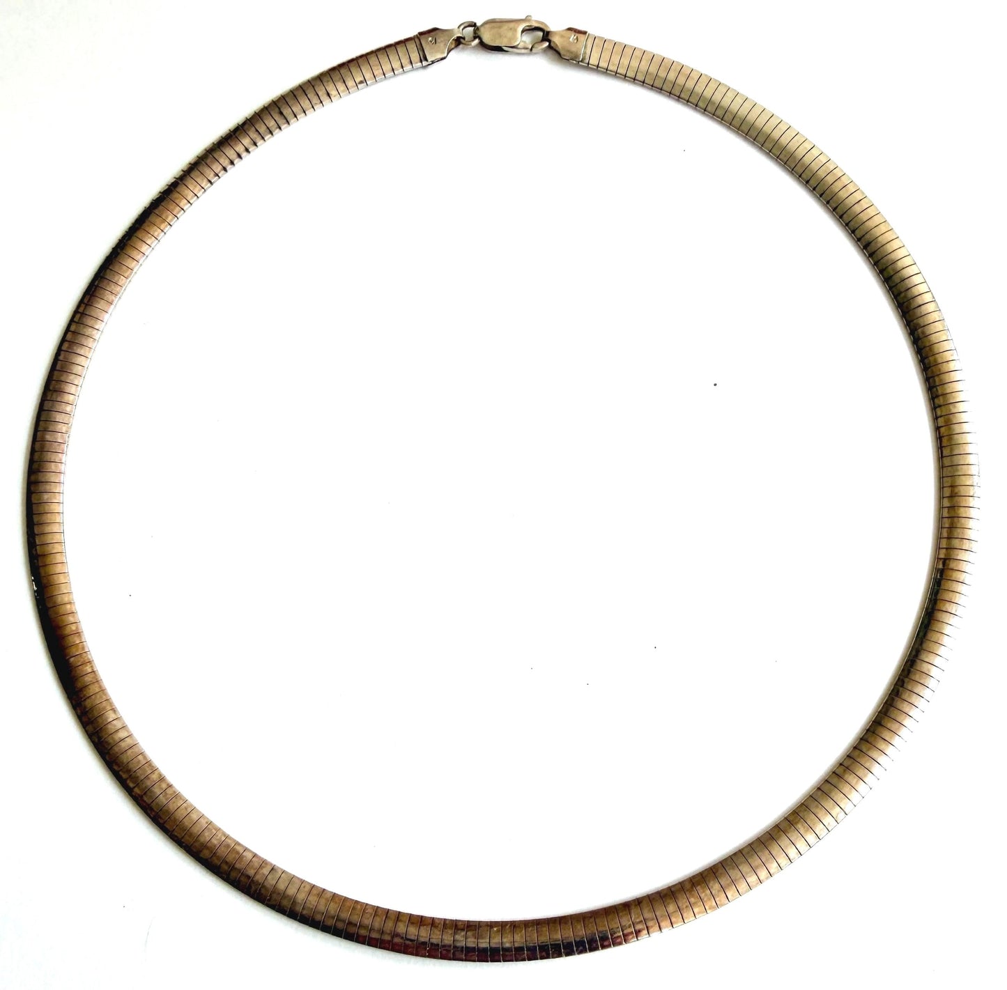 Italian Sterling Silver Necklace Vintage Slinky Flat Omega Snake Chain