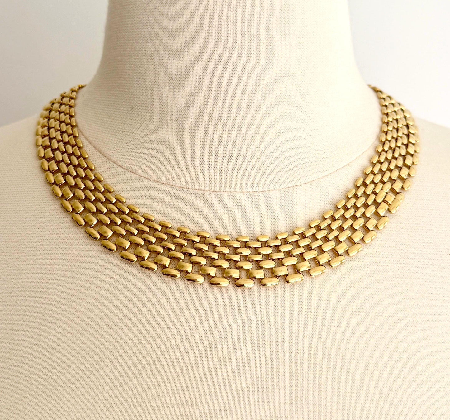 Vintage Slinky Gold Necklace 80s Minimalist Gold Tone Chain Link