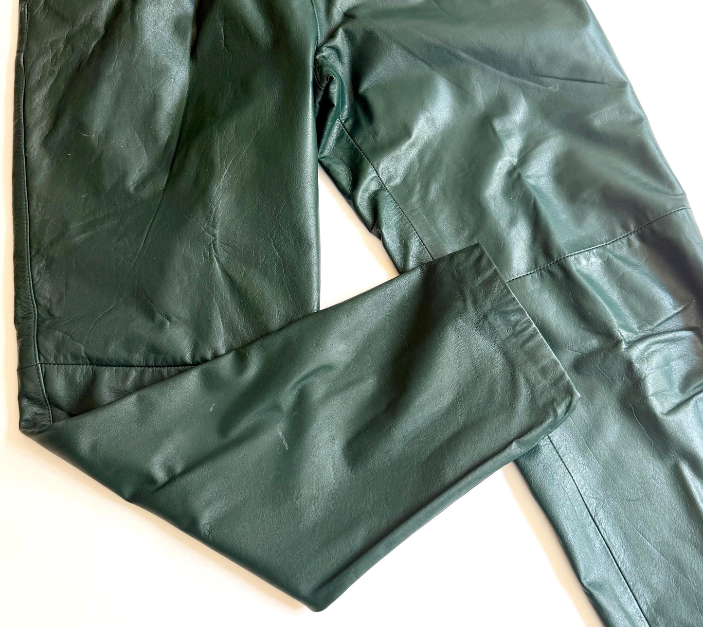 Vintage Green Leather Pants 90s Minimalist Style