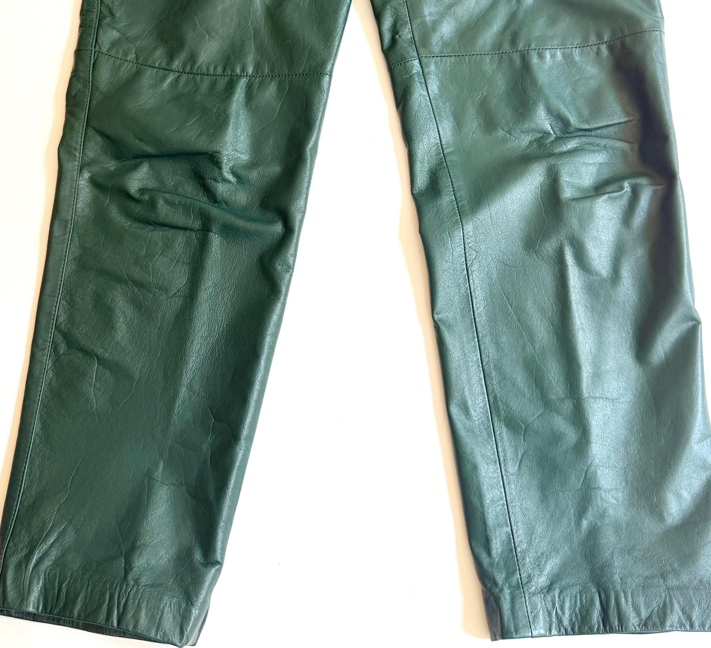 Vintage Green Leather Pants 90s Minimalist Style