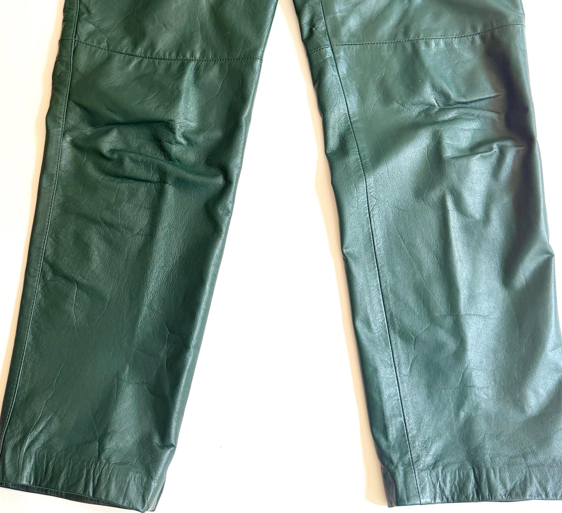 Vintage Green Leather Pants 90s Minimalist Style