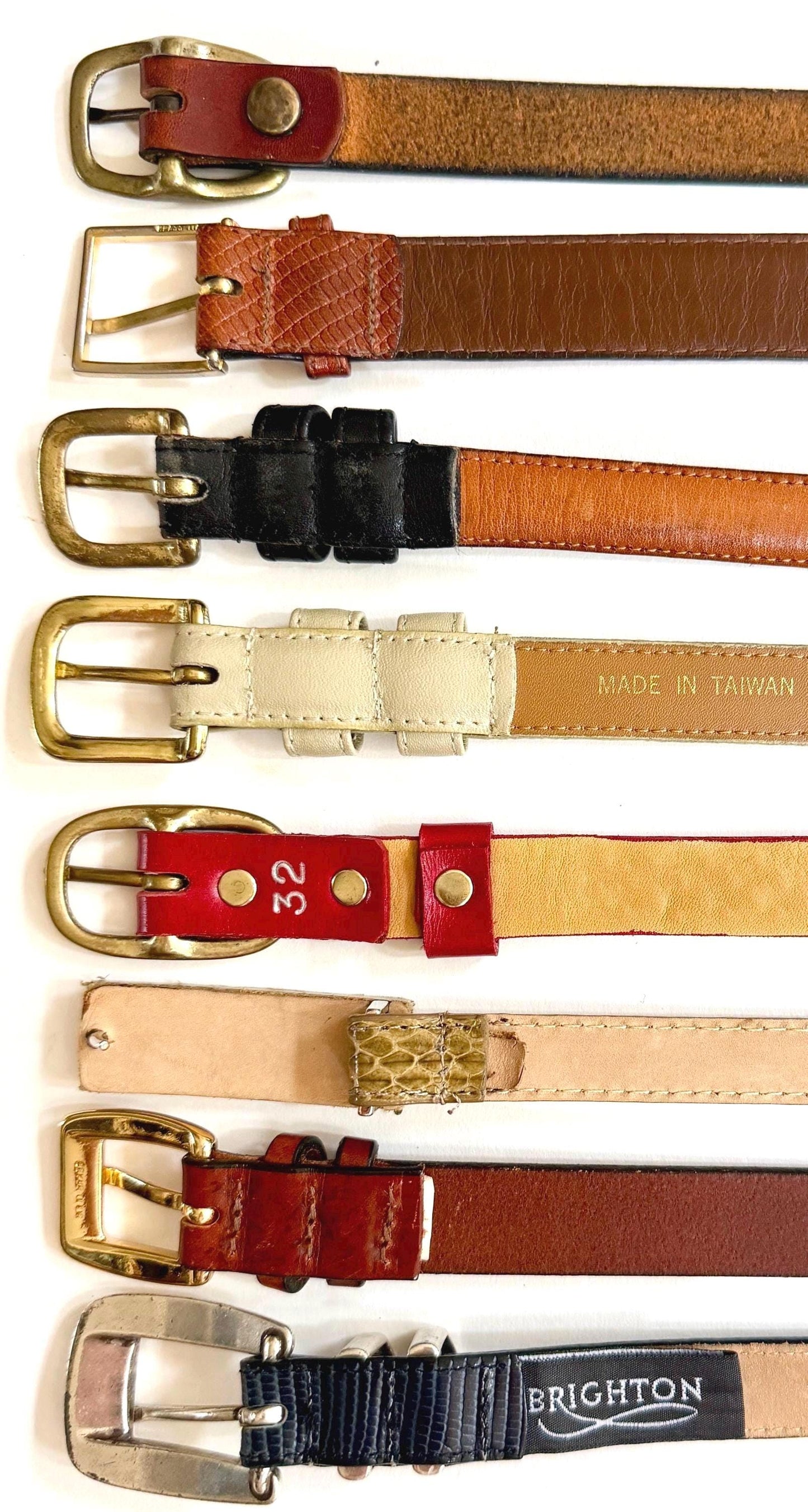 Vintage Minimalist Skinny Belt 90s 80s Leather Snakeskin Studded