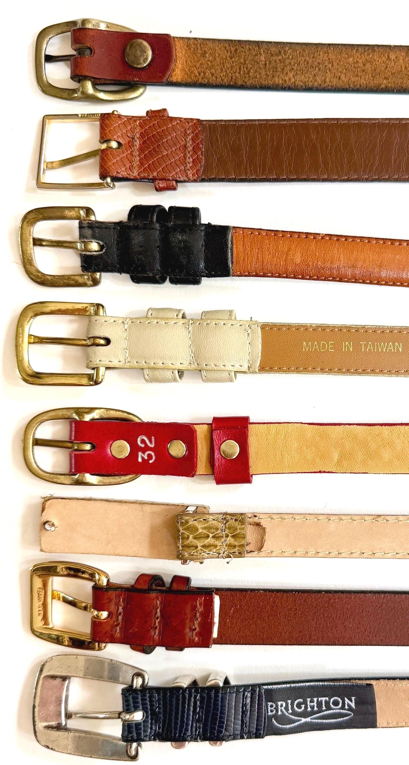 Vintage Minimalist Skinny Belt 90s 80s Leather Snakeskin Studded