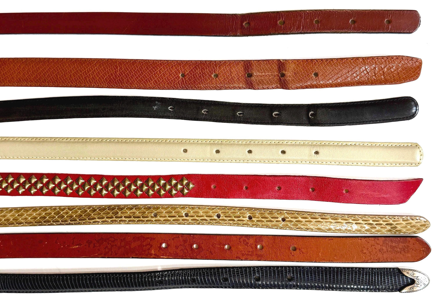 Vintage Minimalist Skinny Belt 90s 80s Leather Snakeskin Studded