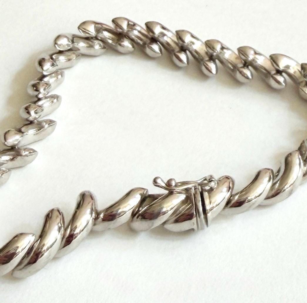 Vintage Sterling Silver Link Bracelet Minimalist 925 Jewelry