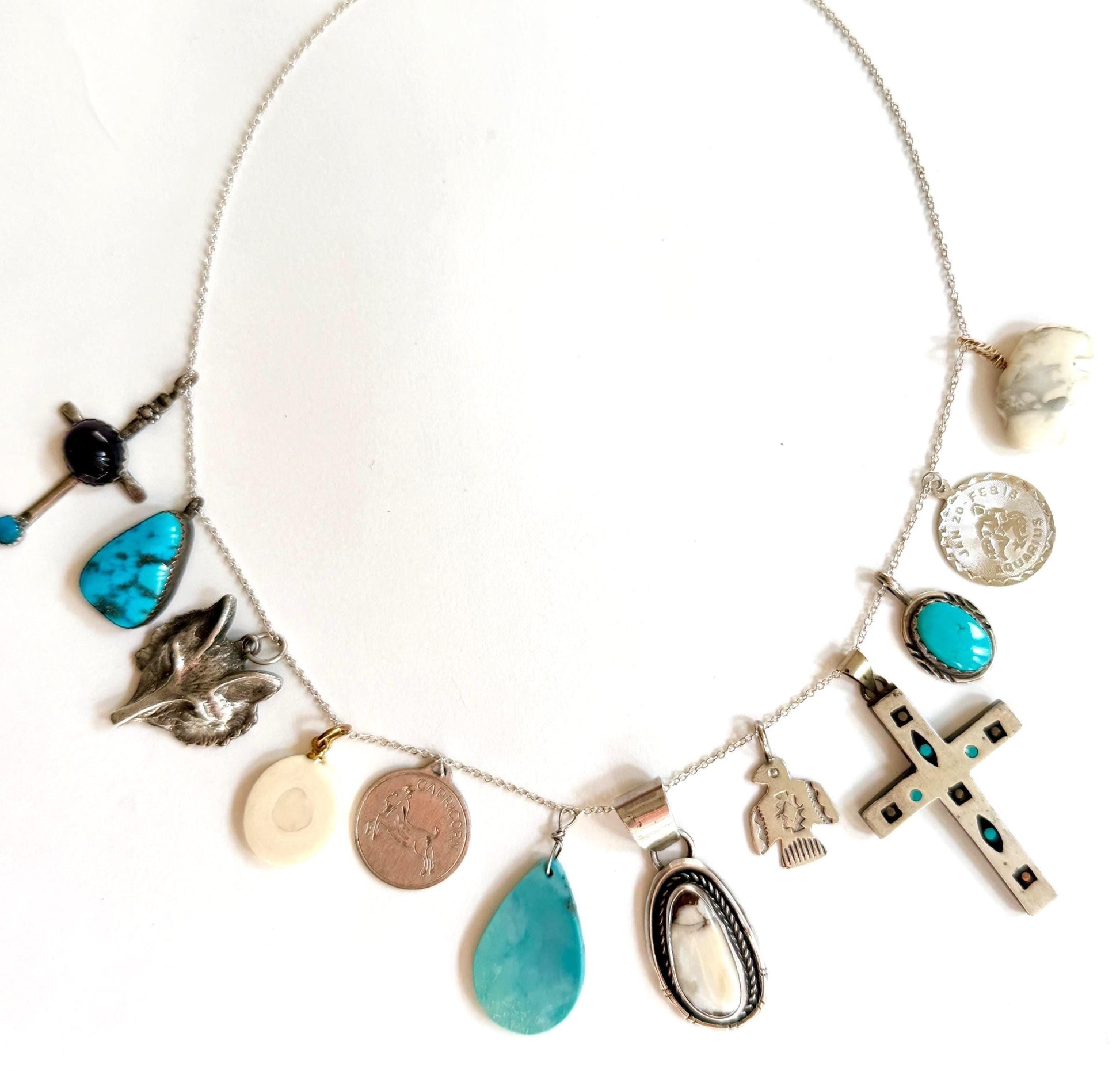 Vintage Necklace Pendant Boho Western Turquoise Native American