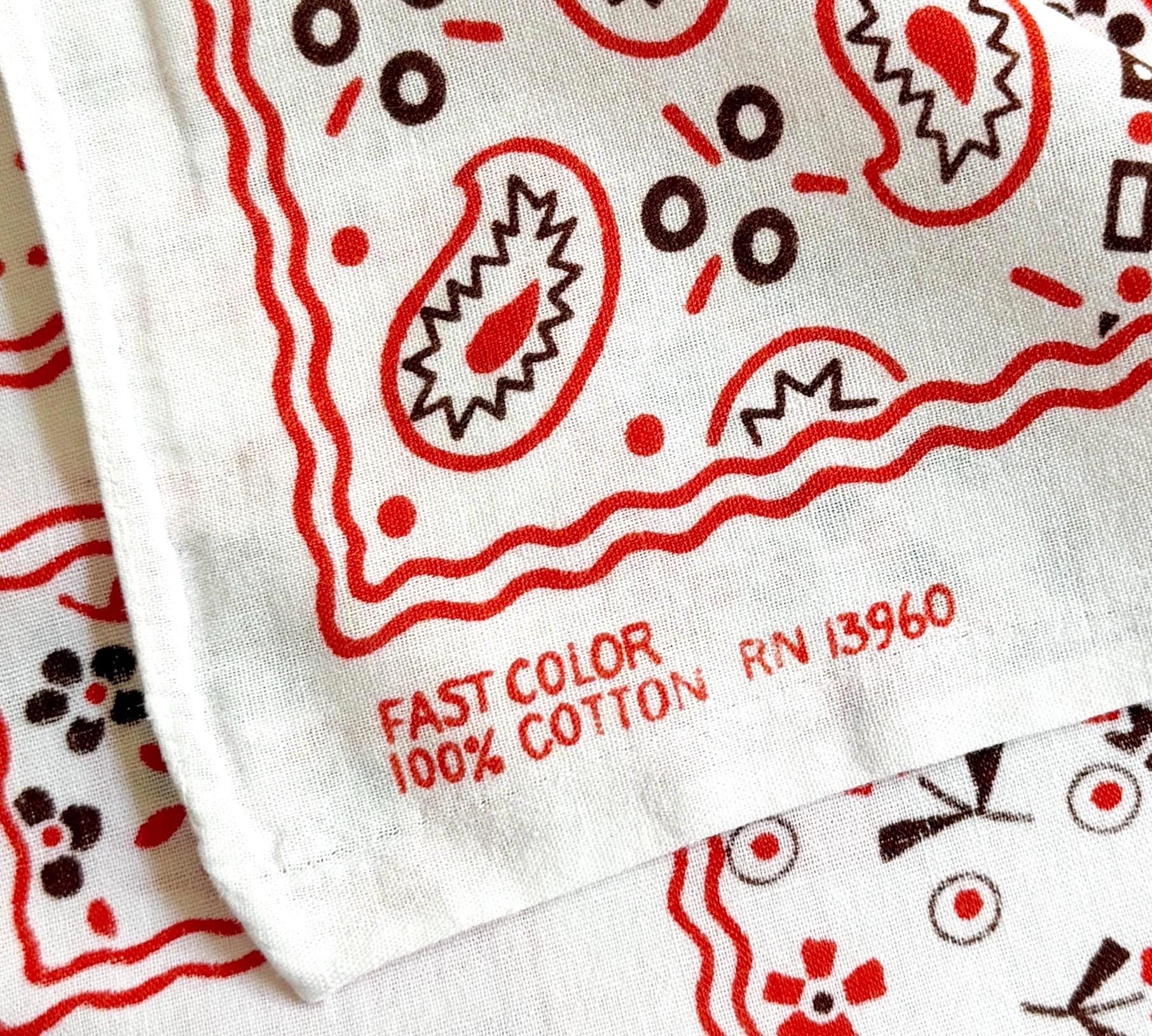 Vintage 60s White Bandana Floral Heart Paisley Print