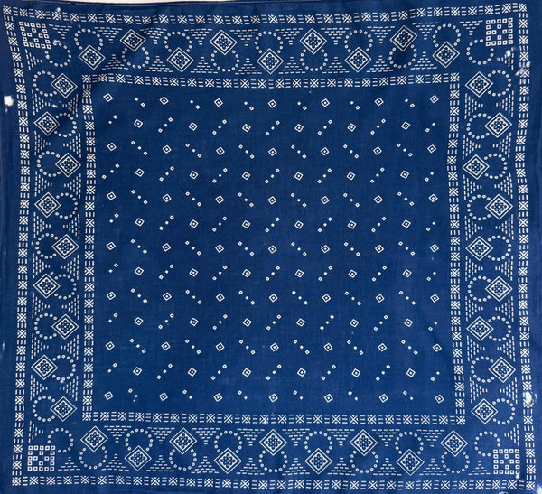1940s Vintage Indigo Cotton Bandana Fast Color Trunk Down