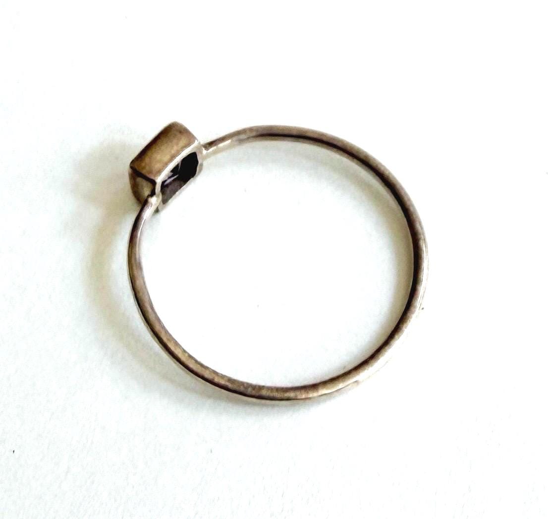 Delicate Minimalist Amethyst Ring Thin Minimalist Sterling Silver Band Size 8