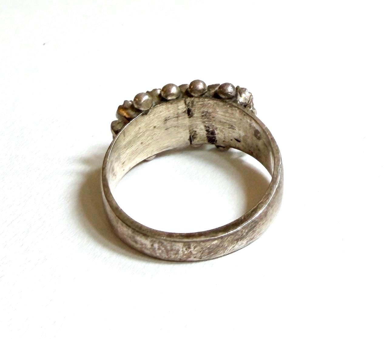 Vintage Snake Eye Turquoise Ring Fred Harvey Era Sterling Silver Band Size 7