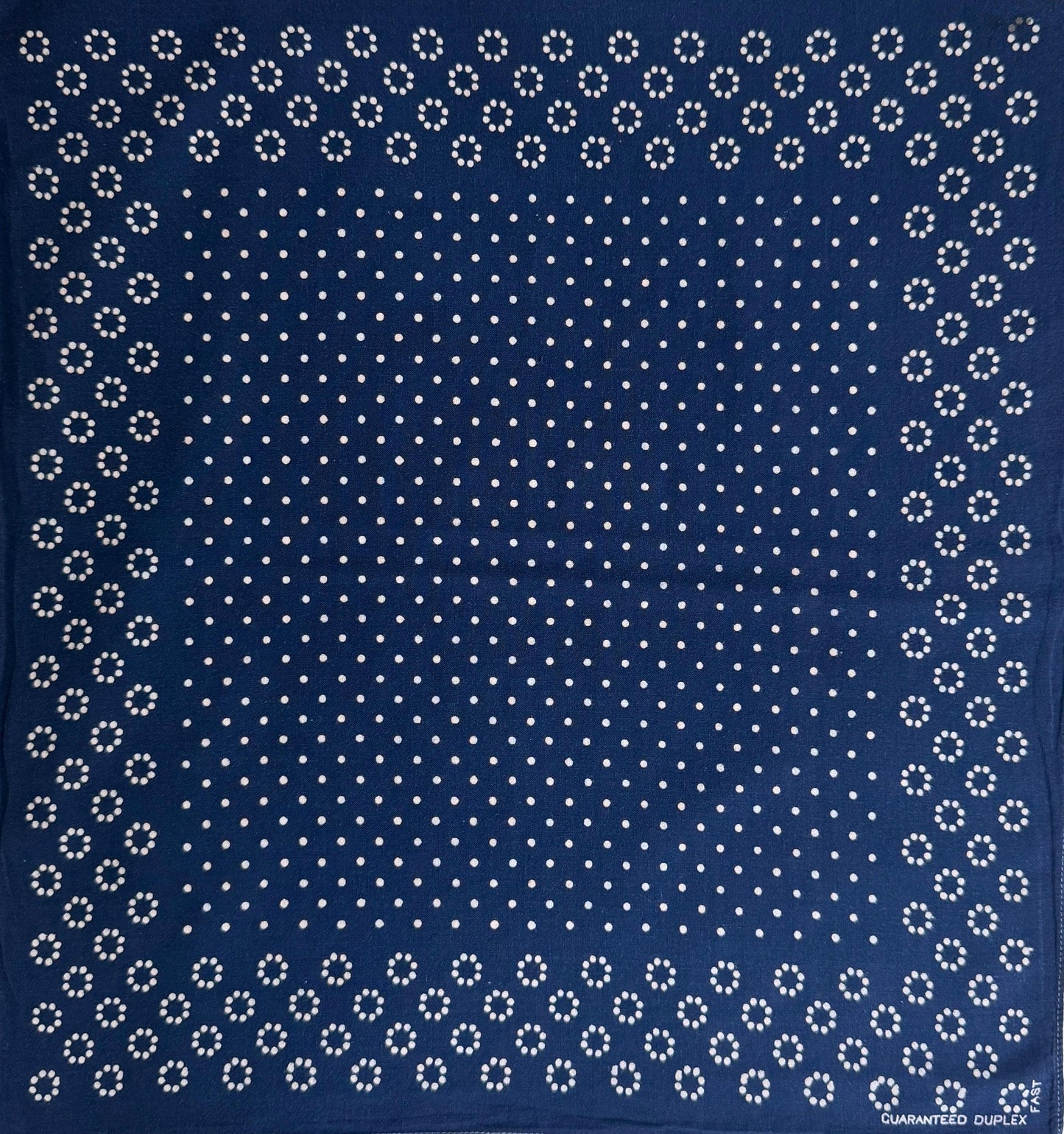 Vintage 30s 40s Duplex Indigo Cotton Bandana Rare Dot Ring Pattern