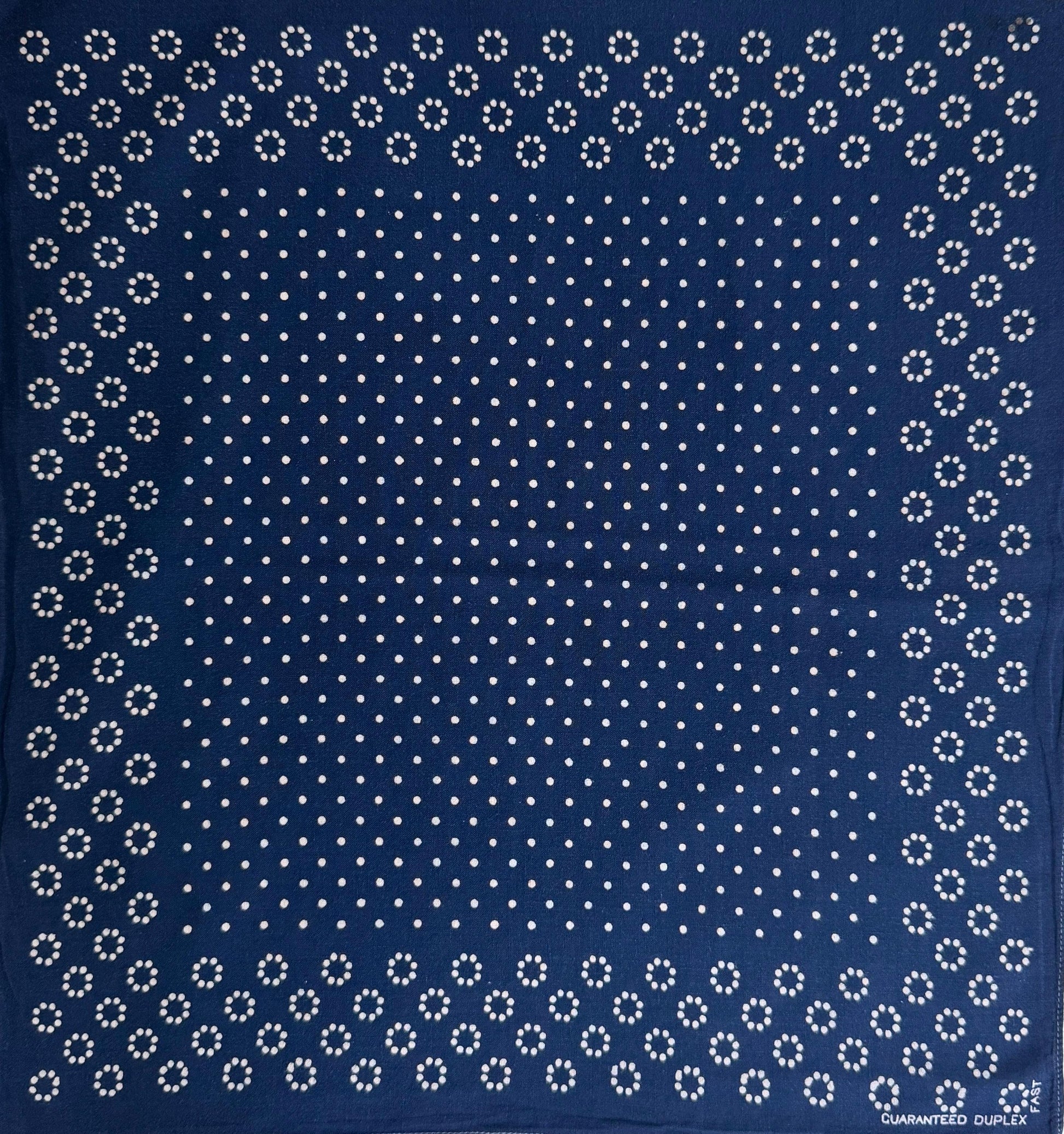 Vintage 30s 40s Duplex Indigo Cotton Bandana Rare Dot Ring Pattern